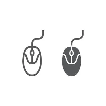 Computer mouse line and glyph icon, electronic イラスト素材