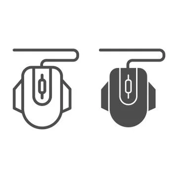 Computer mouse line and glyph icon. Click vector illustration isolated on white Stock Illustration