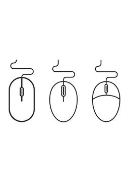 Computer Mouse Line Art Set 库存插图