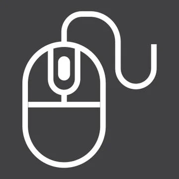 Computer mouse line icon, click and website 스톡 일러스트