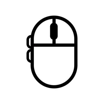 Computer Mouse Lineal Icon Symbol Vector. Black Outline Computer Mouse Icon Stock Illustration