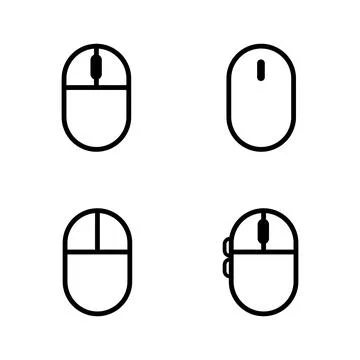 Computer Mouse Lineal Icon Symbol Vector. Black Outline Computer Mouse Icon Stock Illustration
