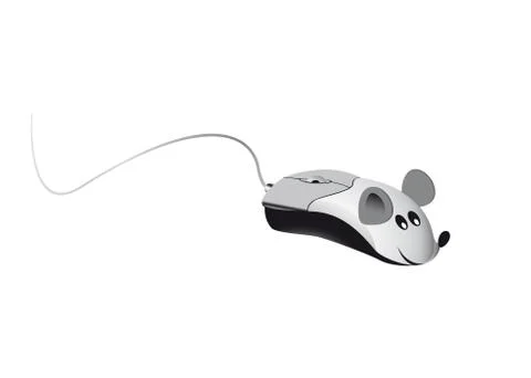 Computer mouse, living mouse aligoria. Isolated. White background. Vector Stock Illustration