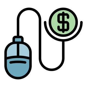 Computer mouse loan icon color outline vector Illustrazione stock