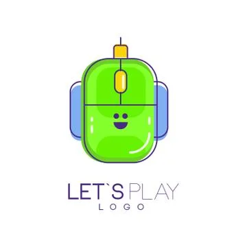 Computer mouse logo. Digital technology concept. Let s play. Linear icon with Stock Illustration