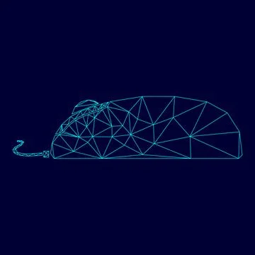 Computer mouse low poly triangulation triangulated polygonal electric cyan .. Stock Illustration