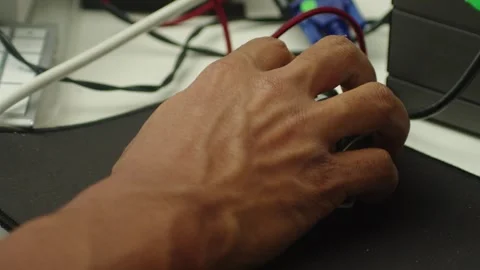 Computer Mouse Moving on Desk – Minimal Office Concept Stock Footage 318706642