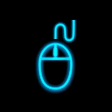 Computer mouse neon lights. Vector illustration . Stock Illustration