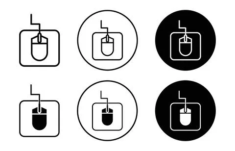 Computer mouse pad flat line icon set. Computer mouse pad Thin line illustr.. Stock Illustration