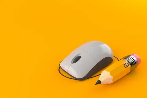 Computer mouse with pencil Stock Illustration