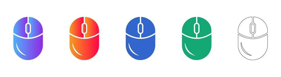 Computer Mouse Peripheral Icons Stock Illustration