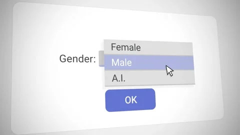 Computer mouse pointer arrow choose A.I. option for gender online fill out form Vídeo Stock 288370048