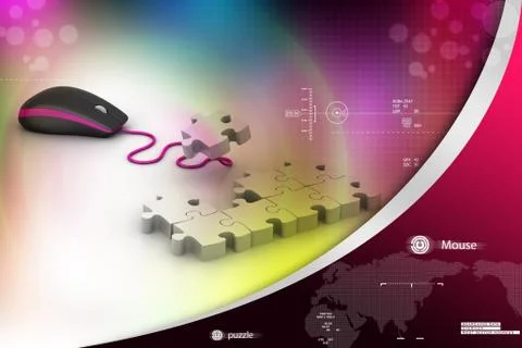 Computer mouse with puzzles Illustrazione stock