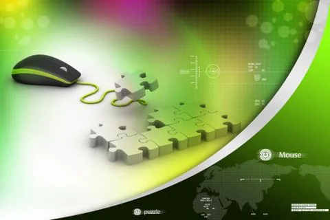 Computer mouse with puzzles Stock Illustration