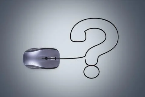 Computer mouse with question mark 스톡 일러스트