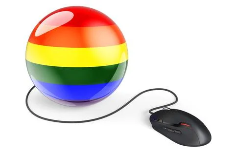 Computer mouse with rainbow LGBT flag, 3D rendering Computer mouse with ra... Stock Photos