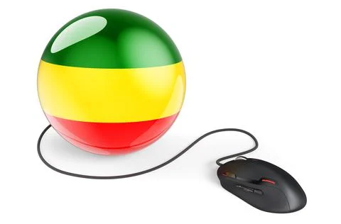 Computer mouse with Rastafarian flag, 3D rendering Stock Illustration