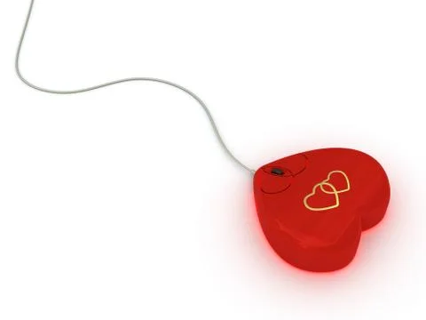 Computer mouse in red heart style on white Illustrazione stock