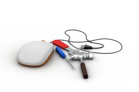 Computer mouse with repairing equipments Free Stock Illustration