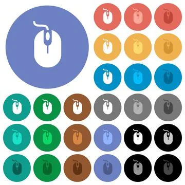 Computer mouse round flat multi colored icons Stock Illustration