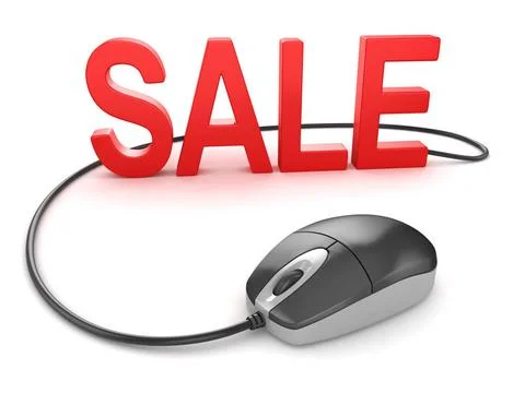 Computer mouse with sale text Computer mouse with sale text , This is a 3d... Stock Photos