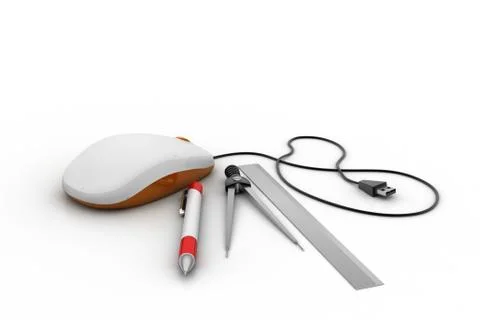Computer mouse with scale and divider Free Stock Illustration