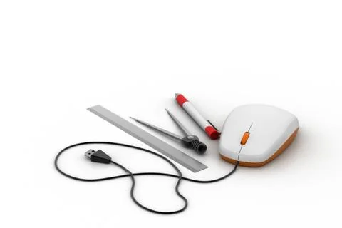 Computer mouse with scale and divider Free Stock Illustration