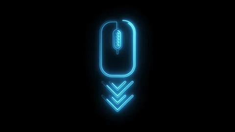 Computer mouse scroll down animation with glowing blue neon light isolated .. Stock Footage 308180088