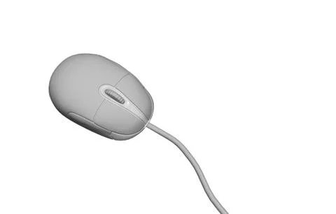Computer mouse with scroll wheel and cable Illustrazione stock
