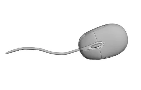 Computer mouse with scroll wheel and cable Stock Illustration
