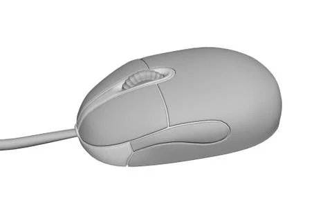 Computer mouse with scroll wheel and cable Stock Illustration
