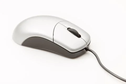 Computer mouse with scroll wheel on a white background. Stock Photos