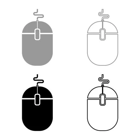 Computer mouse set icon grey black color vector illustration flat style image Stock Illustration