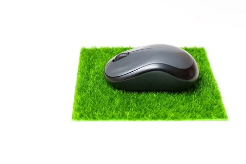 Computer Mouse Set on a Synthetic Mousepad 写真素材