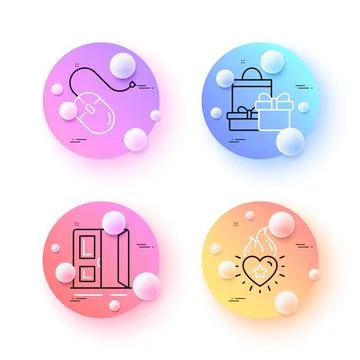 Computer mouse, Shopping and Open door minimal line icons. For web application Stock Illustration