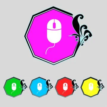 Computer mouse sign icon. Optical with wheel symbol. Set colourful buttons. V Stock-Illustration