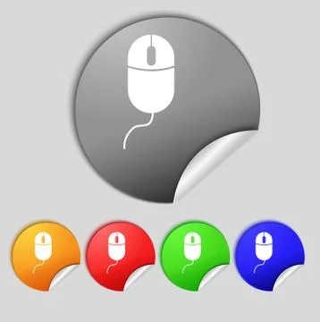 Computer mouse sign icon. Optical with wheel symbol. Set colourful buttons. V Stock-Illustration