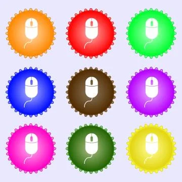 Computer mouse sign icon. Optical with wheel symbol. A set of nine different  Stock-Illustration