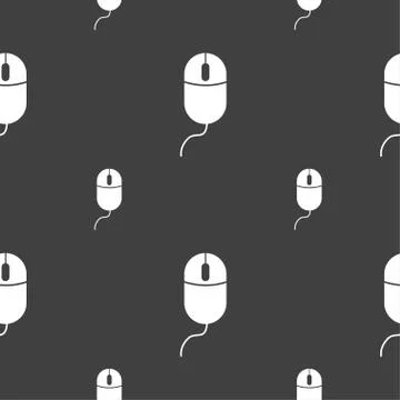 Computer mouse sign icon. Optical with wheel symbol. Seamless pattern on a gr Stock Illustration