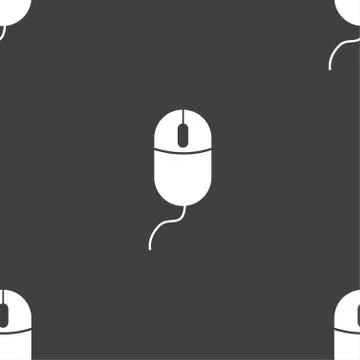 Computer mouse sign icon. Optical with wheel symbol. Seamless pattern on a gr Illustrazione stock