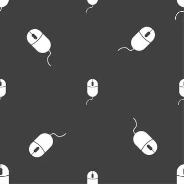 Computer mouse sign icon. Optical with wheel symbol. Seamless pattern on a gr 스톡 일러스트
