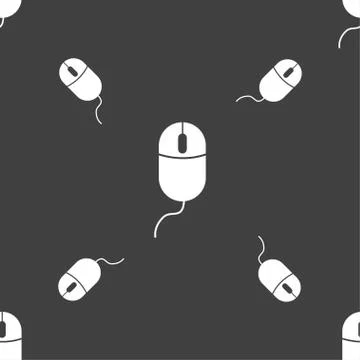 Computer mouse sign icon. Optical with wheel symbol. Seamless pattern on a gr Stock Illustration