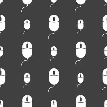 Computer mouse sign icon. Optical with wheel symbol. Seamless pattern on a gr Illustrazione stock