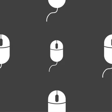 Computer mouse sign icon. Optical with wheel symbol. Seamless pattern on a gr Stock Illustration
