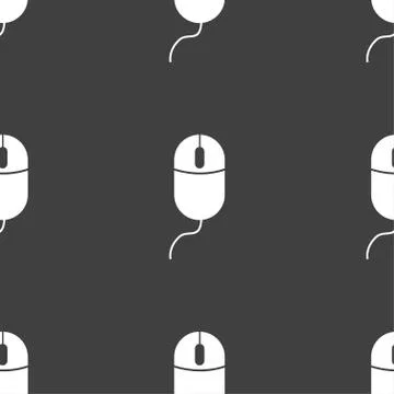 Computer mouse sign icon. Optical with wheel symbol. Seamless pattern on a gr Stock Illustration