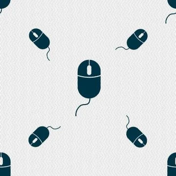 Computer mouse sign icon. Optical with wheel symbol. Seamless pattern with geome イラスト素材