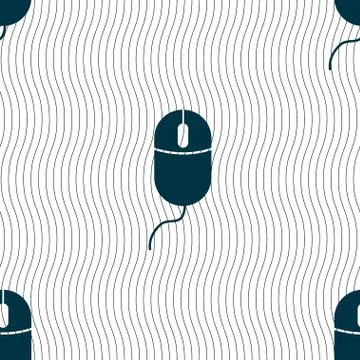 Computer mouse sign icon. Optical with wheel symbol. Seamless pattern with geome イラスト素材