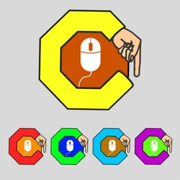 Computer mouse sign icon. Optical with wheel symbol. Set colourful buttons. Stock-Illustration