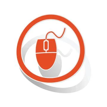 Computer mouse sign sticker, orange Illustrazione stock