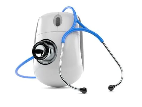 Computer mouse with stethoscope Illustrazione stock
